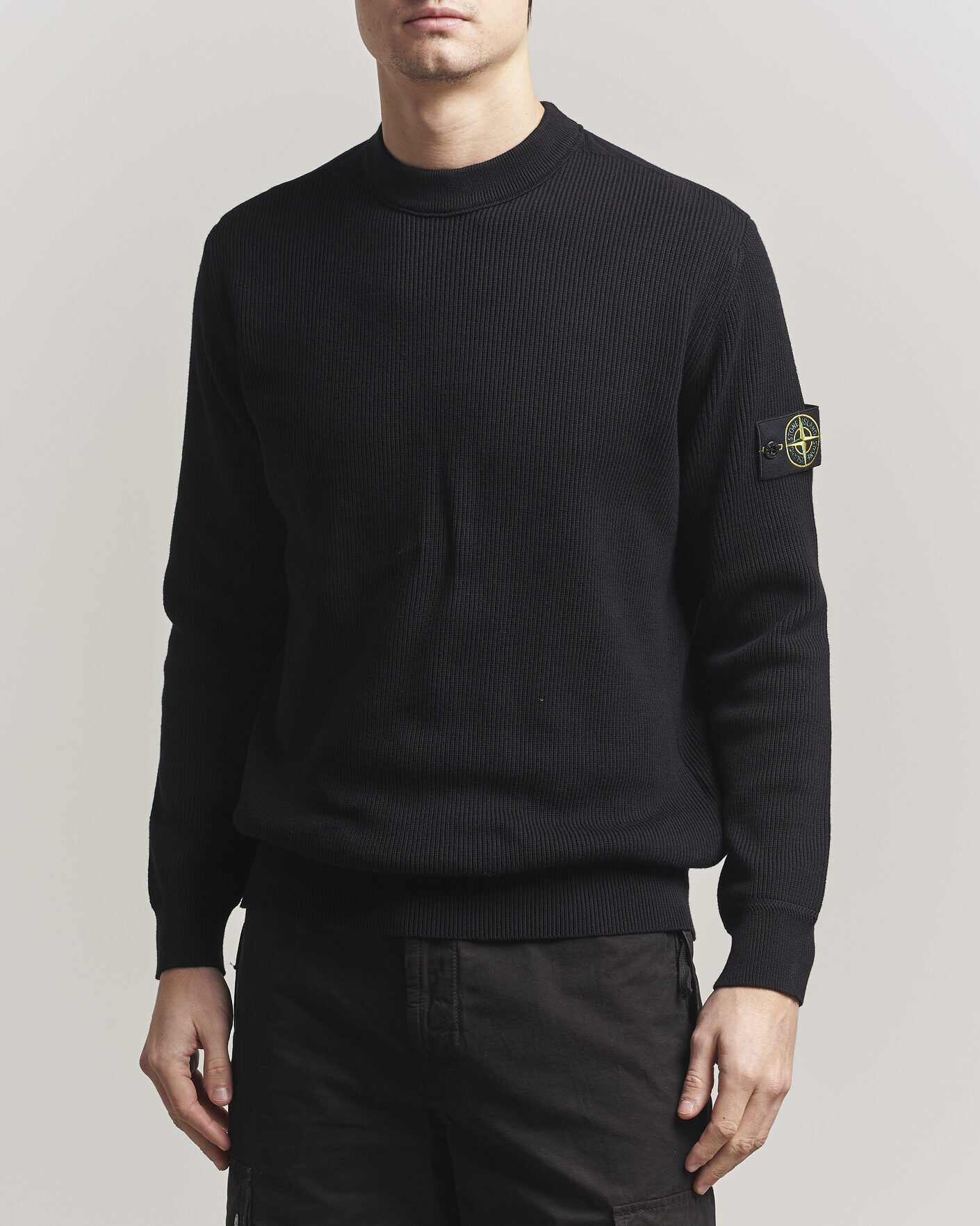 Stone Island Ribbed Soft Organic Cotton Crewneck Black men M Sort
