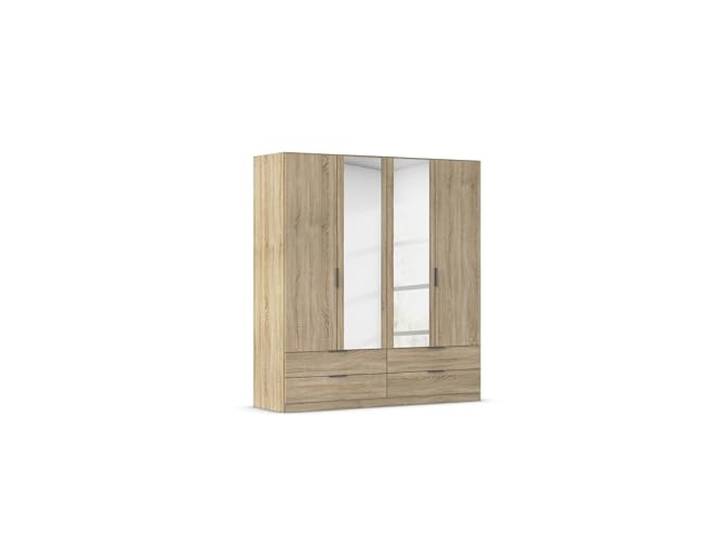 Rauch Möbel LAGOA, Kleiderschrank, Farbe Eiche Sonoma, Breite 181 cm Schrank, 4-türig, Spiegel, 4 Schubladen, Zubehör Classic, für Schlafzimmer, Kinderzimmer, Babyzimmer, Garderobe