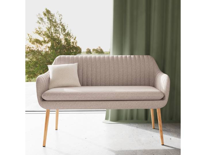 Küchensofa 130 x 85 x 62cm Braun Webstoff Genia: Creme