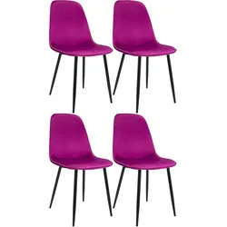 CLP 4er Set Esszimmerstuhl Maryam Samt - Farbe: lila, Material: Samt