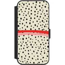 Nivocase Klapphülle für Apple iPhone 13 Pro Handyhülle aus Kunst Leder NIVOflip schwarz Kunst Punkte (Apple iPhone 13 Pro), Smartphone Hülle, Schwarz