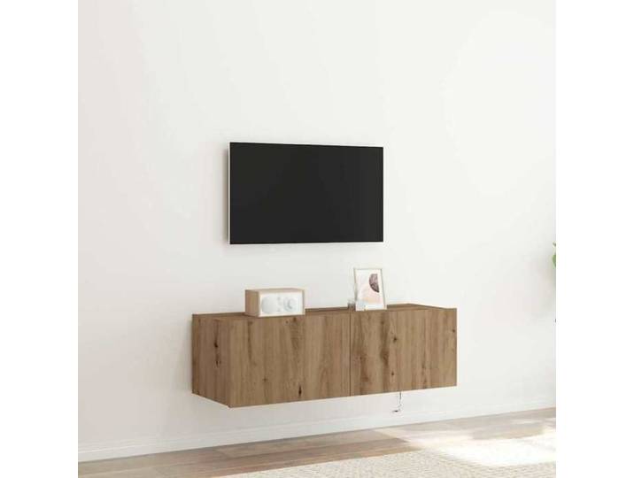 Meuble TV mural-Banc TV-Meuble Télé Montage mural chêne artisanal 100 x 35 x 31 cm 461636