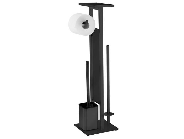 Wenko Toilettenpapier- und Bürstenhalter Debar 21/18/70,5 cm, Schwarz, Metall, 18x70.5x21 cm, Badezimmer, WC Ausstattung, Toilettenpapierhalter