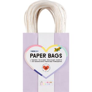 Folia Papiertüten Pastell S, 21249, bunt, 12 x 15 x 5,5cm, mit Henkel, 20 Stück