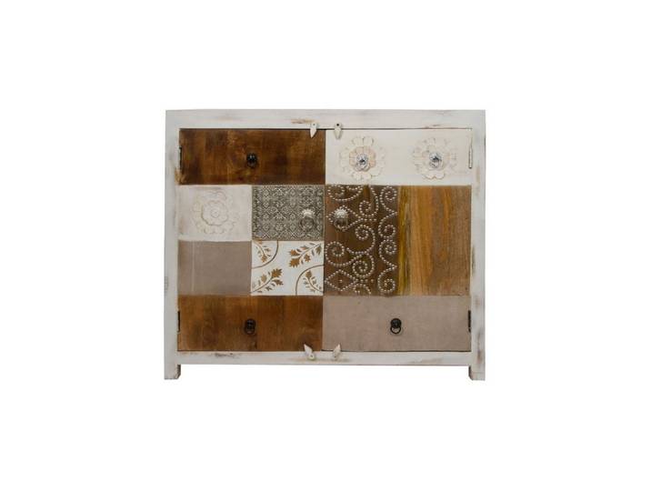 Wohnando Kommode Moderne Kunst Kommode Wim , Shabby Chic Look, 90x100x40cm, Wohnzimmer, Stilmix, Stauraum, Holz Design, Metall, Schafzimmer, Sideboard