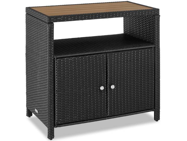 Rattan Gartenschrank Monscia, WPC-Lamellen in Holzoptik - schwarz