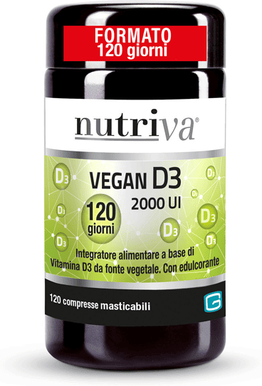 Nutriva Vegan D3 2000 UI Giuriati Integratore di Vitamina D3 120 Compresse