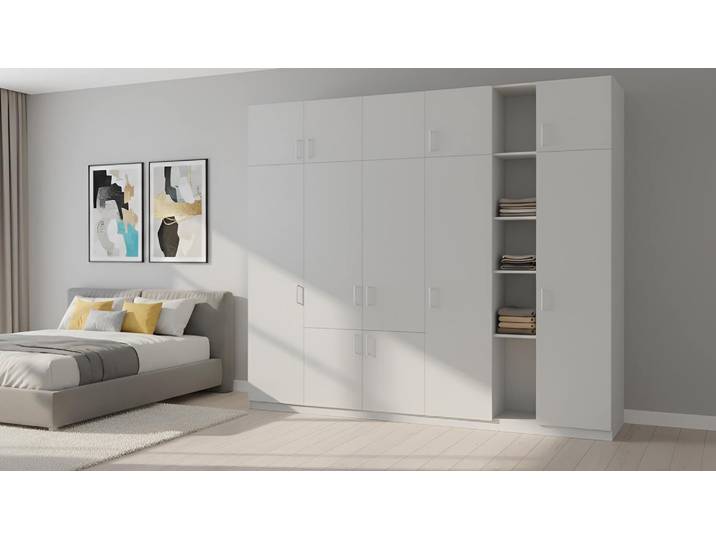 Großer Pickawood™ Kleiderschrank Premium Dekore Weiß­grau