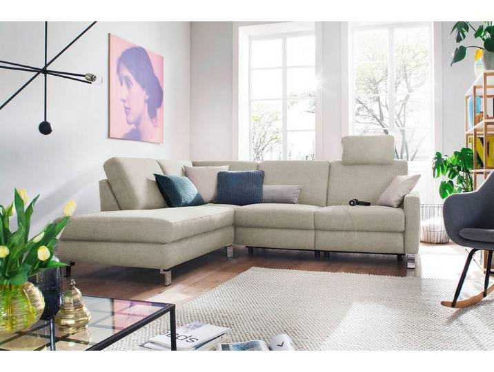 3C Candy Ecksofa Mainau modern und elegant, mit gutem Sitzkomfort, L-Form, wahlweise mit elektrischer Relaxfunktion, Federkern