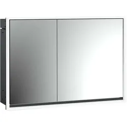 emco loft Lichtspiegelschrank, 1000mm, 2 Türen, Aufputzmodell, schwarz/spiegel, 979813314, Ausführung: breite Tür rechts