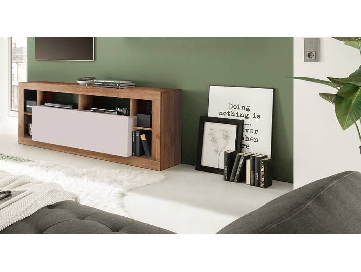 Meuble TV Rimini Panneau aggloméré, enduit Bois/Beige 172 x 66 x 42cm