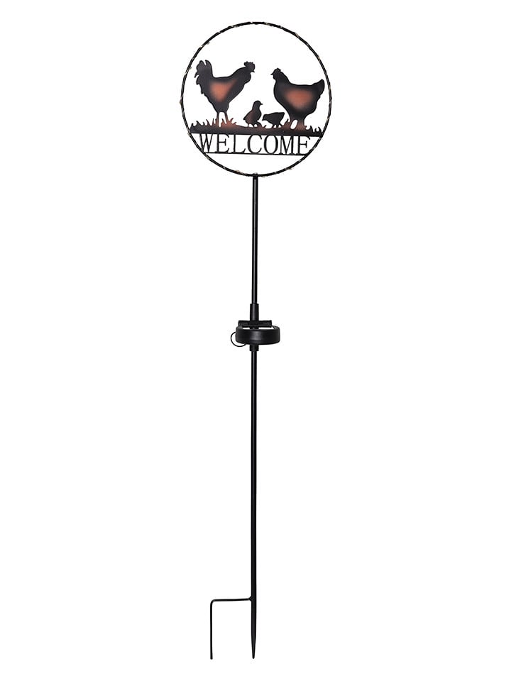 STAR Trading LED-Solar-Dekoration "Welcome" in Schwarz - (B)20 x (H)75 cm - onesize