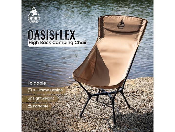 OneTigris Oasisflex – chaise pliante de Camping, légère et Portable, à dossier haut, pour randonnée, détente, voyage, pêche