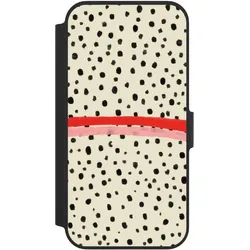 Nivocase Klapphülle für Apple iPhone 13 Pro Handyhülle aus Kunst Leder NIVOflip schwarz Kunst Punkte (Apple iPhone 13 Pro), Smartphone Hülle, Schwarz