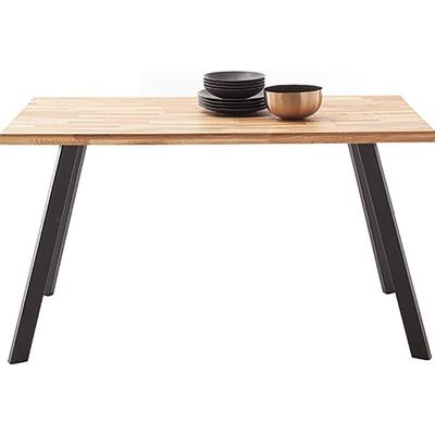 Esstisch MCA LIVING "Zeballos Esstisch", beige (naturfarben, schwarz, naturfarben), B:160cm H:76cm T:75cm, Zerreiche keilgezinkt massiv geölt, Tische, Esstisch