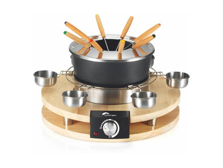 OHMEX Elektro-Fondue OHM-FND-1060 16 Teile , schwarz (schwarz,silberfarben), B:39cm H:30cm, Fondues, Elektro-Fondue