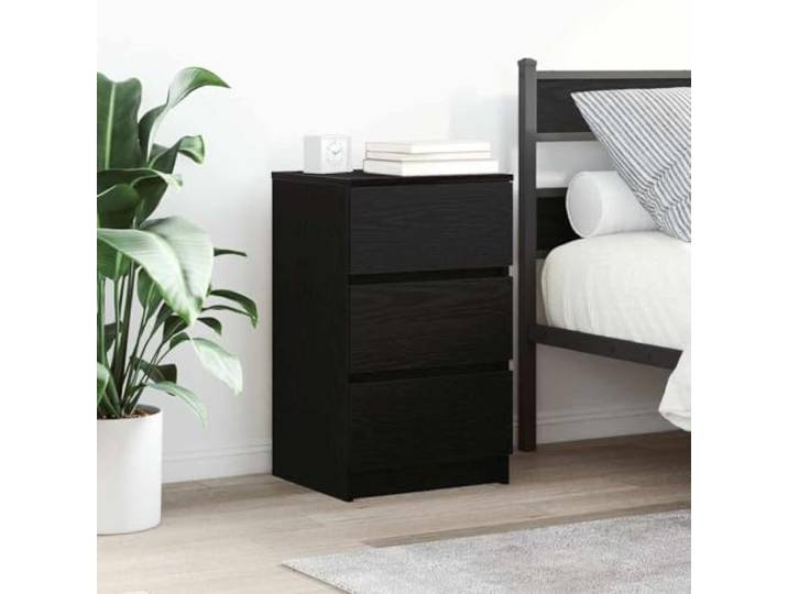 HEFZGDB Nachttische mit 3 Schubladen 2 STK. Schwarz 39x35x65 cm, Stauraum Möbel, Holzwerkstoff Nachtschrank, stabile Oberplatte für Schlafzimmer Einrichtung