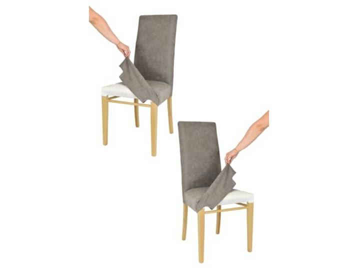 t m c s Tommychairs-2er Set gepolsterte Stühle Jazz mit herausnehmbarem Bezug,Struktur aus lackiertem Buchenholz Eiche,gepolstert und mit herausnehmbarem Bezug aus Stoff in Zementgrau bezogen