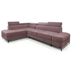 ECKSOFA AVISE M L-S Lila Velours-Stoff mit Schlaffunktion