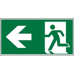 Rettungszeichen, Notausgang links - ASR A1.3 (DIN EN ISO 7010) - 340x190x8 mm Acrylglas