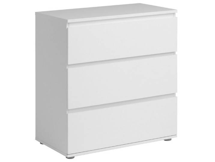 Commode 3 tiroirs en mélaminé blanc sans poignées - NELIO BLANC