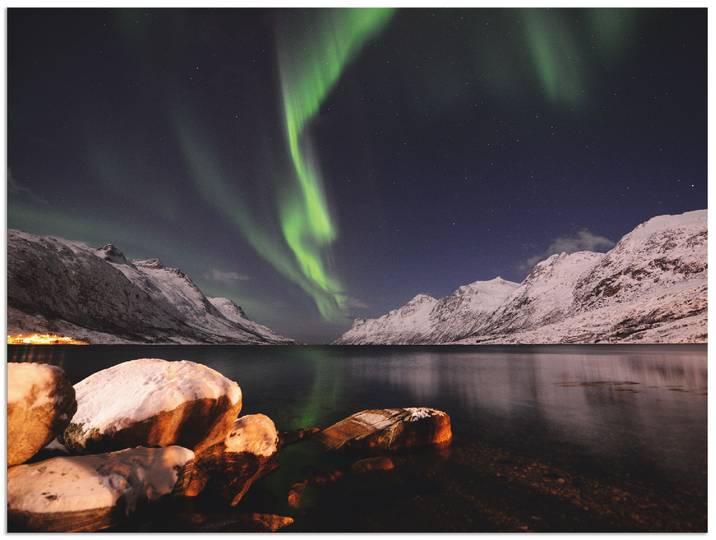 Alu-Dibond-Druck ARTLAND Nordlicht Norwegen II , grün (farbe bild(er): grün), B:120cm H:90cm, Bilder, Alu-Dibond-Druck, für Innen- und Aussenbereich geeignet, Outdoorbild