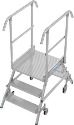 Fahrbare Podestleiter Krause Stabilo Professional, beidseitig begehbar, 2x3 Stufen, 600 x 700 mm Plattform, 2750 mm Arbeitshöhe