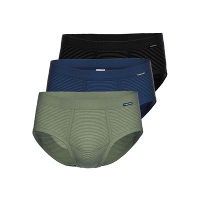 Slip AMMANN "3er Pack Slip mit Eingriff Day Classic / Jeans Feinripp", Herren, Gr. 6, 3 Stk., blau (dunkelblau, forst, anthrazit), Feinripp, , figurbetont, Unterhosen Slip