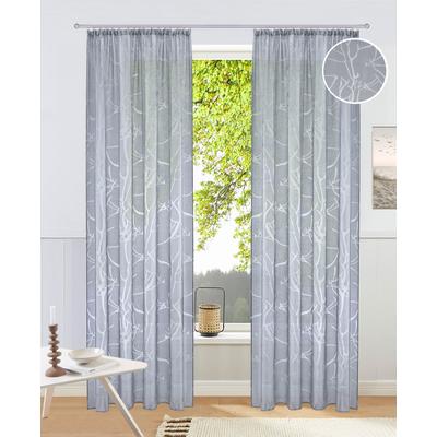 Gardine OTTO HOME "Anna, 1 Stück, Kräuselband, halbtransparent" Gr. 3, grau, B:140cm H:225cm, Ausbrenner, Polyester, Viskose, Gardinen, Gardine, Viskose, Polyester, Äste-Motiv