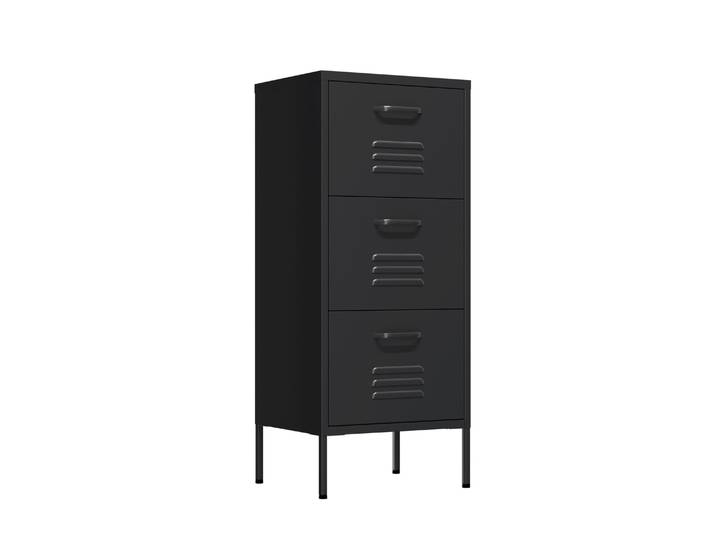 Kommode Metall KLAUS 3 Schubladen 42 x 101 cm schwarz