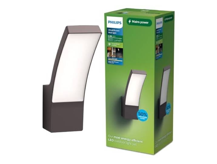 PHILIPS Outdoor Ultra-Efficient Splay Wandleuchte 3,8W, 2700 Kelvin, IP44 wetterfest, anthrazit, 160 mm