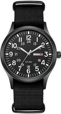 Modern Mode Marketplace Classic Field Watch Easy Read Display Watch With Durable Nylon Strap Quartz Accuracy black