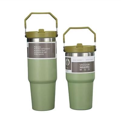 Inspired Finds American Simple Solid Color Stainless Steel Thermos Portable Water Cup With Thermal Insulation green 20.29 Fl Oz