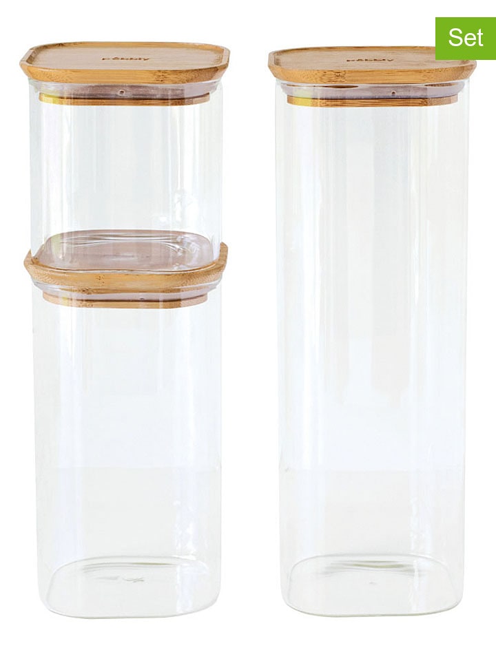 Pebbly 3er-Set: Vorratsgläser in Transparent/ Hellbraun - onesize