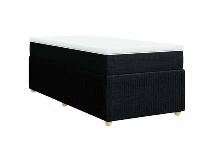 PUGYNBK Boxspringbett mit Matratze, Schwarz, 90 x 190 cm Taschenfederkerne, waschbarer Matratzenschoner, Bodenplatte, robuste Beine