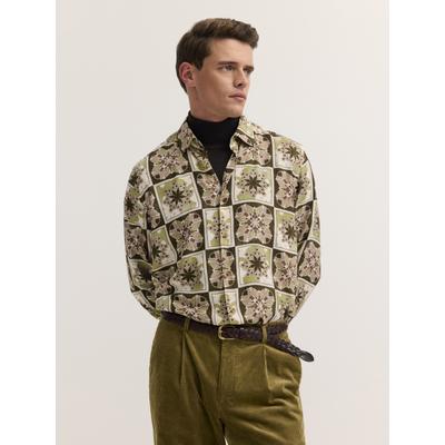 Langarmhemd BUGATTI "Regular Fit", Herren, Gr. XL, Normalgrößen, grün (120, kiwi), 100% Viskose, gemustert, regular fit, Hemden, Regular Fit Viskose Muster Kentkragen
