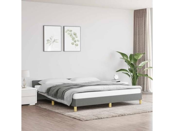 Strapazierfähiger Stoff Bettgestell mit Kopfteil Stabil 180x200 cm Grau Bettgestell ohne Matratze Dunkelgrau 180x200 cm Stoff mit Kopfteil Stabil Holz Lattenrahmen fuer Schlafzimmer Gästezimmer