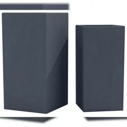 Décoshop26 - Set mit 2 rechteckigen Blumentöpfen aus anthrazitfarbenem witterungsbeständigem Faserton 10_0007958