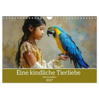 Eine kindliche Tierliebe - Herzensbilder (Wandkalender 2027 DIN A4 quer), CALVENDO Monatskalender