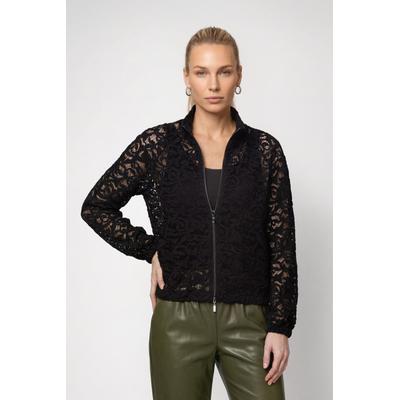 Strickjacke MONARI "Jacke Strickjacke Spitze", Damen, Gr. 38, schwarz, Spitze, Obermaterial: 65% Baumwolle, 35% Polyamid, unifarben, regular fit taillenbedeckt, Rundhals, Raglanärmel gerader Abschluss, Strickjacken Strickjacke, Regular fit mit...