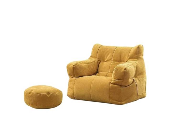 Xumh2024-3 Sitzsack Einzel-Lazy-Sofa-Sitzsack-Stuhl mit Rückenlehne, Lounge-Sessel for Schlafzimmer, Erkerfenster(Yellow)