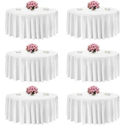 VEVOR 6 Stk. runde Tischdecken Tischwäsche 3352 mm, knitterfreier Tischdeckenschutz, maschinenwaschbares Tischtuch aus Polyestergewebe für Partys Hochzeiten Bankette formelle Veranstaltungen, Weiß