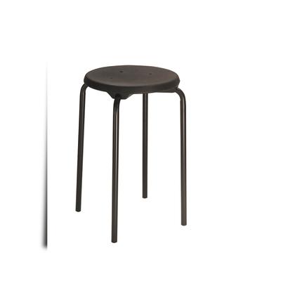 PROREGAL Stapelhocker Oakland | HxØ 50x35cm | Tragfähigkeit 110kg | Polyurethane-Sitz | Stahlfüße | Schwarz/Schwarz
