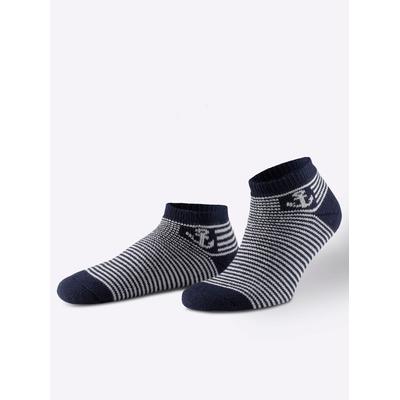 Socken WÄSCHEPUR, Damen, Gr. 3, blau (marine, weiß, gestreift), 80% Polyacryl, 18% Polyester, 2% Elasthan, Socken Socken