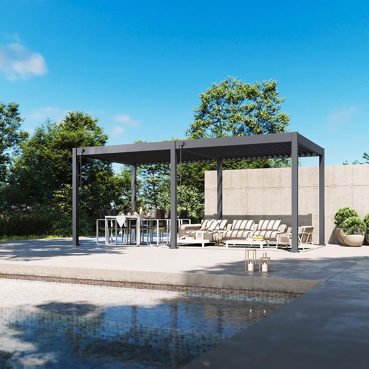 Weide Classic Pergola Aluminium 3x6m mit Lamellendach freistehend anthrazit