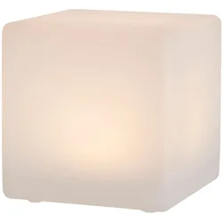LED Solarlampe Außenleuchte Solarleuchte Gartendeko Erdspieß Würfel weiß, Kunststoff, warmweiß, LxBxH 20x20x21 cm