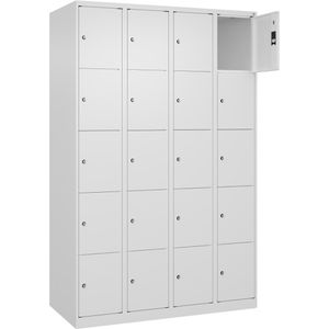 CP-Möbel Schließfachschrank Classic Plus, weiß, 20 Fächer, Stahl, 120 x 185cm, mit Zylinderschloss