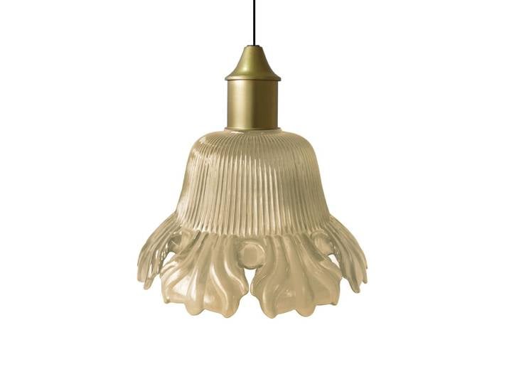 Suspension métal cable tulipe ambre D23cm