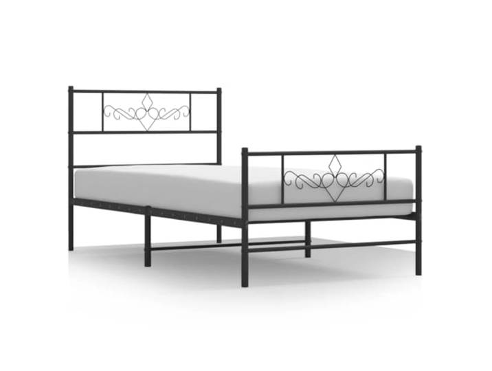 KKgypkn Stahlbett 90x190 cm, Bettgestell mit Lattenrost, Kopf- und Fußteil aus pulverbeschichtetem Stahl, Metallbett in Schwarz mit zusätzlichem Stauraum unter dem Bett