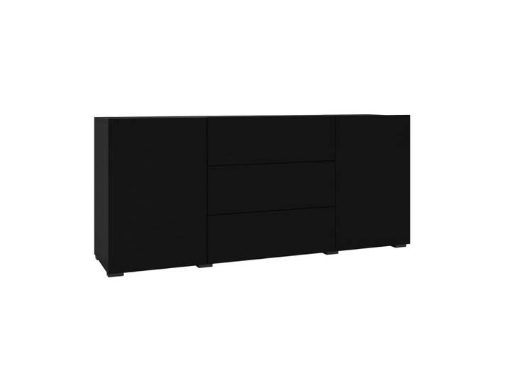 Buffet 2 portes 3 tiroirs panneaux hdf noir